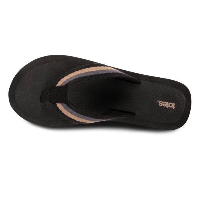 totes Mens Tape Toe Post Sandal Black Extra Image 4